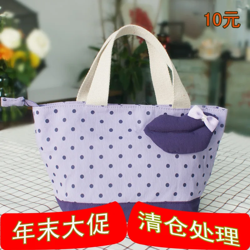 

Diaper Bag Large Lips Zipper Thick Handle Canvas Bag Item Hand Cartoon Book Debris Storage Bag