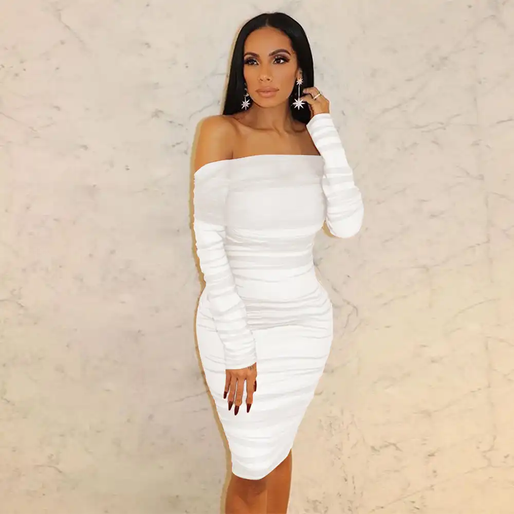 Mesh Off The Shoulder Dress Flash Sales 