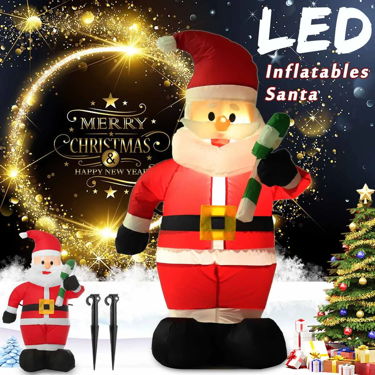 1,2 1,8 м декоративная фигурка светодиодный воздушный надувные костыли Санта Снеговик Клаус с воздуходувкой Сад Открытый макет Рождественские классические игрушки