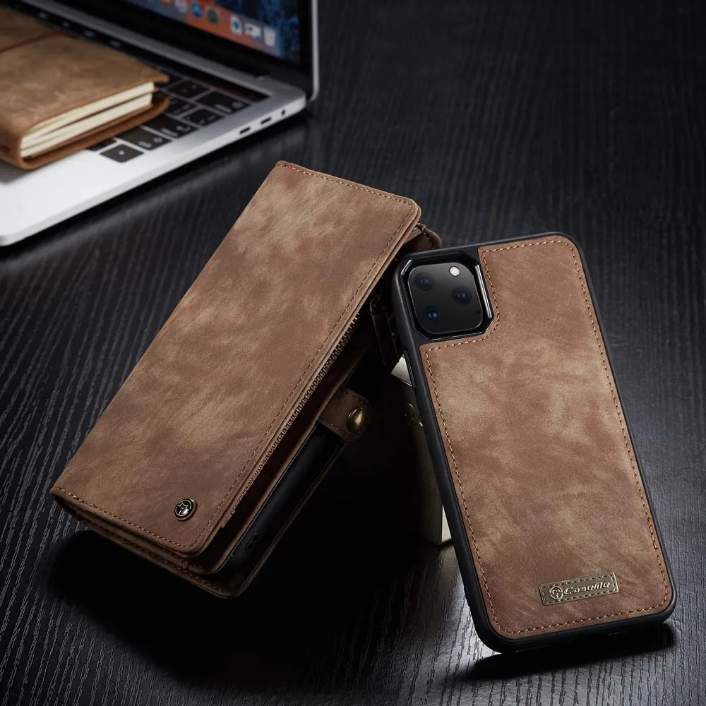 Для iPhone 11 6,5 Дюймов Сумка для телефона CASEME из натуральной кожи многофункциональный кошелек на молнии чехол для iPhone 11 5,8/6,1 слоты для карт