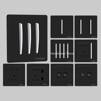 

High Quality 86 Retro Black Wall Lamp Push Button Switch 1-4 Gang Single Dual Control 2 Way Light Switch 10A220V