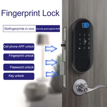 Дверной замок с питанием от аккумулятора, клавиатура для домашней безопасности, приложение для управления самозащитой, защита от кражи, цинковый сплав, сенсорный пароль, умный отпечаток пальца