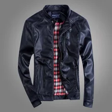 Новинка, стильный бутик, европейская версия мужских кожаных пальто со стоячим воротником, приталенная моющаяся кожаная куртка большого размера Y055