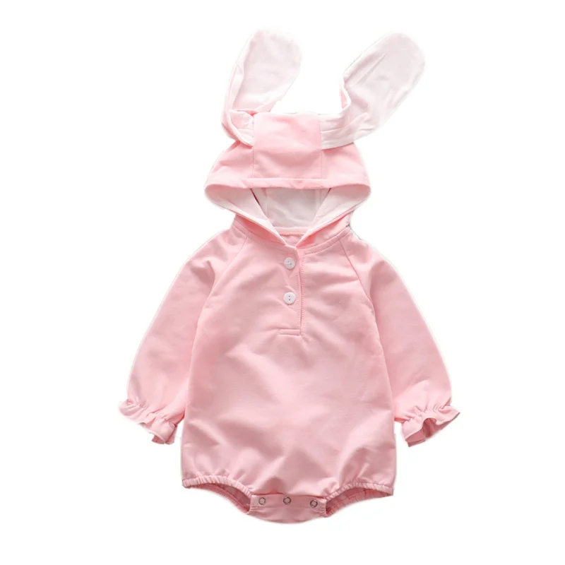 Однотонный боди для новорожденных; осенний костюм с милым кроликом для маленьких мальчиков и девочек; хлопковая одежда для малышей; Одежда для младенцев - Цвет: 1