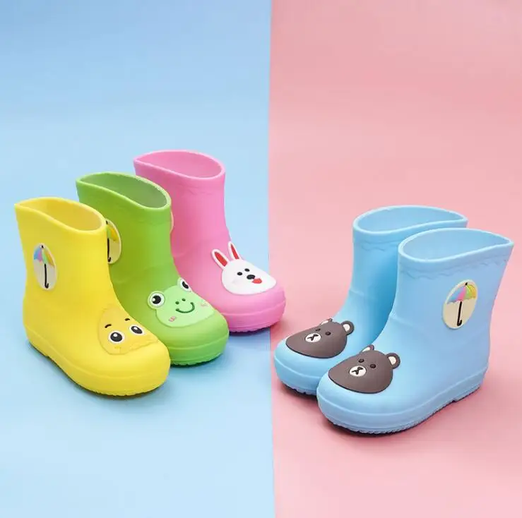 Детские Водонепроницаемые Нескользящие ботинки от дождя для мальчиков и девочек, милые непромокаемые ботинки с героями мультфильмов, Детские всесезонные съемные резиновые водонепроницаемые ботинки