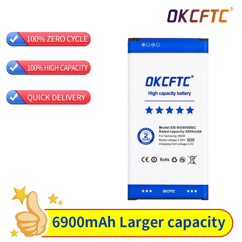 

Оригинальная запасная батарея OKCFTC для Galaxy S5 G900M G9008V G900S G900F 9006V 9006W 9008W EB-BG900BBE/BBU