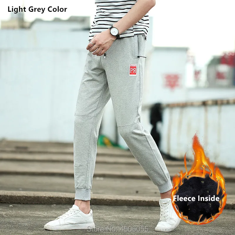 light grey pants Зимний спортивный костюм, мужской комплект, флисовая куртка с капюшоном, теплый Chandal Hombre, мужской комплект одежды из 2 предметов, 6XL 8XL, одежда для бега, спортивный костюм - Цвет: light grey pants