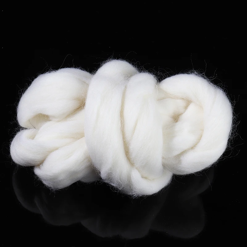 New Soft White Felting Wool 50g Merino Dyed Wool Tops Roving Wool Fiber