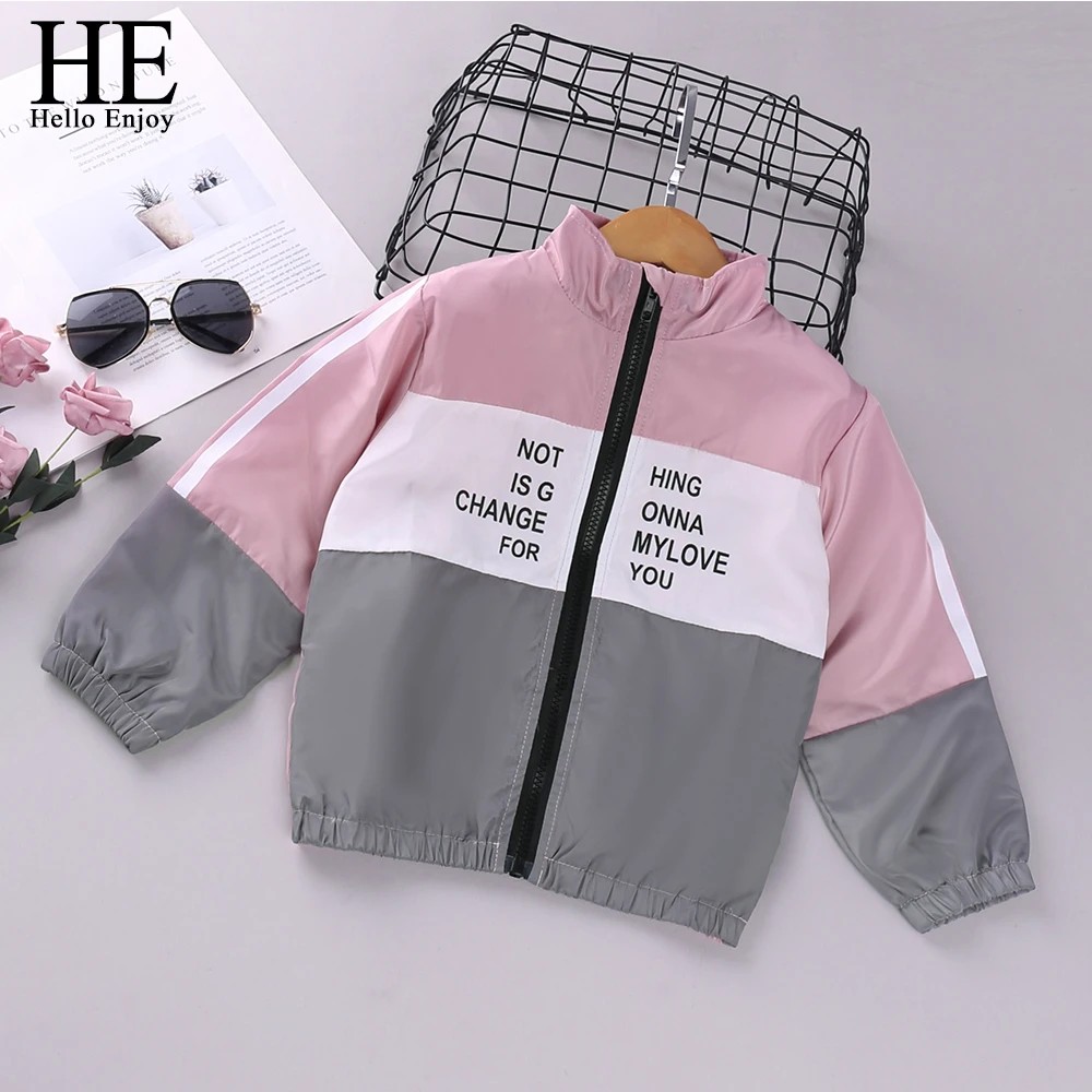 HE Hello Enjoy/Одежда для маленьких девочек; детские куртки; Новые Спортивные Повседневные Пальто с надписью; Верхняя одежда с рисунком для девочек