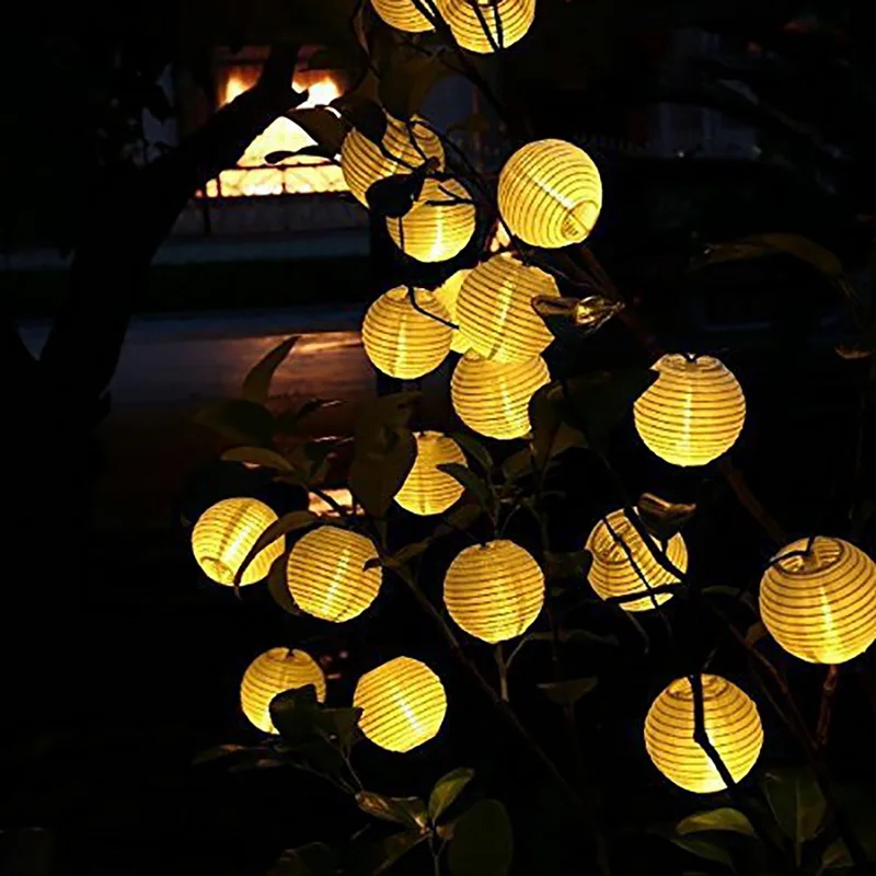 

10/20/30LED 2/4/6.5M Lantern Ball Solar String Lights Chinese Paper Lantern Wedding Party Decor Gift DIY Lampion Hanging Lantern