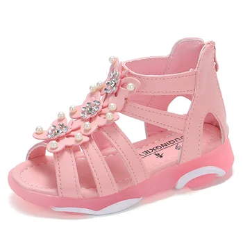 

New Summer Girls Sandals Toddler Baby Girl Beach Sandals Floral Sweet Soft Leather Kids Shoes Children Princess Sandals Student