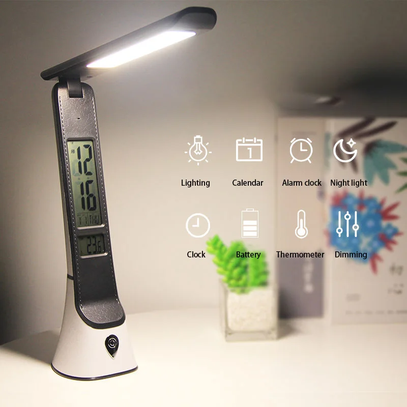

LED Multi-Function Table Lamp Alarm Clock Week Calendar Thermometer Multi-Color Temperature LCD Display Table Lamp