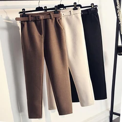 Pantalon en laine pour femmes, décontracté, solide, épais et chaud, sarouel, longueur cheville, nouvelle collection automne hiver 2021, S XXL 