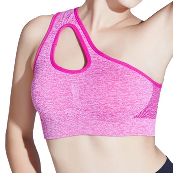 

Sexy Women One Shoulder Solid Color Bra Ladies Seamless Breathable Bras Padded Shockproof Underwear Quick Dry No Rims Bra