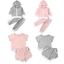 New 4Colors Summer Toddler Baby Girls Sports Clothes Tops T-Shirt Shorts Pants Outfits Tracksuit