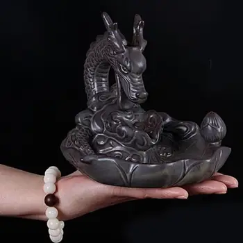 

Ceramic 16*15*15cm Yoga Studio Supplies Backflow Incense Burner Dragon-Shaped Handmade Buddhist Retro Decoration Home Decor