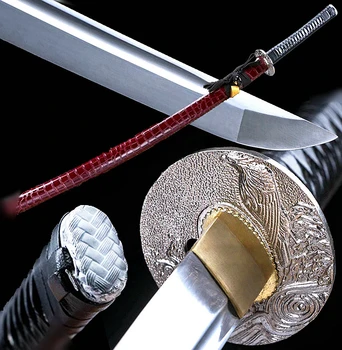 

Eagle Tsuba/Leather Scabbard Japanese Samurai Sword Katana Full Tang 1095 High Carbon Steel Sharp Handmade Battle Knife