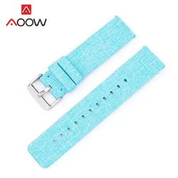 Fashion Rainbow Canvas Quick Release Woven Nylon Strap Replacement Band for 20mm (Light blue silver)