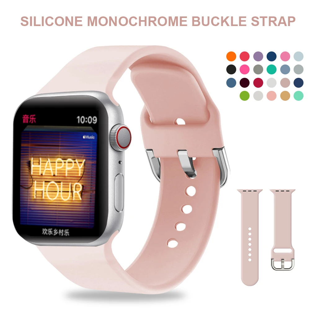 Подходит для Apple 38 мм 42 мм iWatch 4 44 мм 40 мм u-образная Пряжка спортивные силиконовые часы Apple 5 Аксессуары