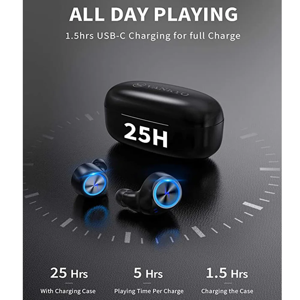VANKYO XA80MQ Wireless Earbuds in-Ear Bluetooth 5.0 Earphones USB-C Charging Case IPX7 Waterproof Sport Earphones Touch Control
