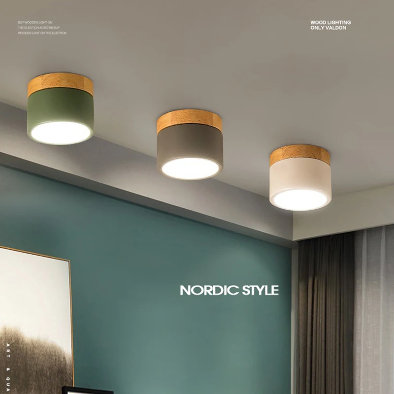 

7W Wood Hallway Pendant Light Mounted Art Gallery Lighting for Accent Ideal Flush Oak 220v LED Hanging Lamp For Bar Coffee Shop