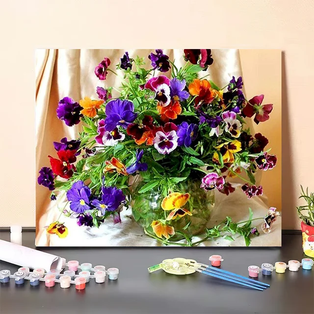 Painting Number Adults Flowers  Paintings Numbers Paint Adults - Oil  Painting - Aliexpress