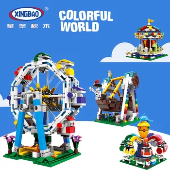 

660pcs Kids Building Block Samusement Park Scenes Series Corsair Ferris Wheel Carousel Blocks Compatible LegoINGly Children Toy