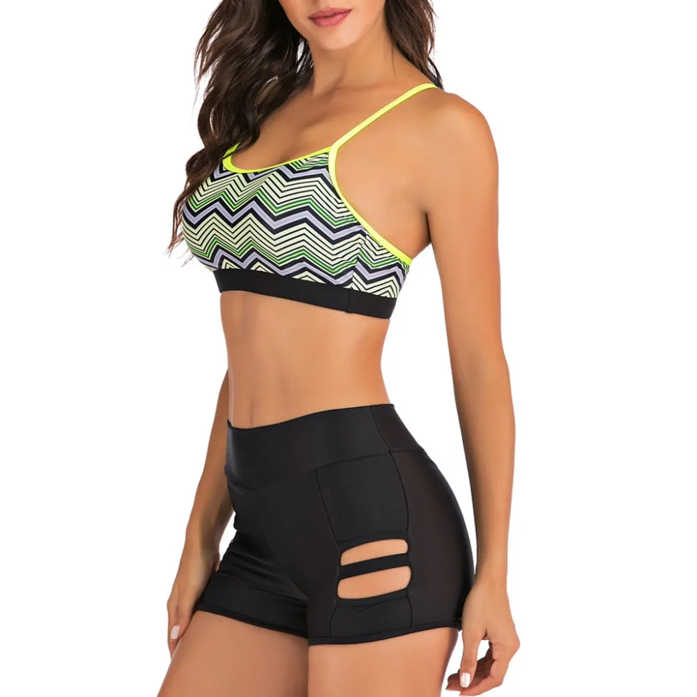 women two piece swimsuit top ruffled high waist bottom bikini suit Tankini swimwear bra without armature 2020 mujer push up 30D9 (3)