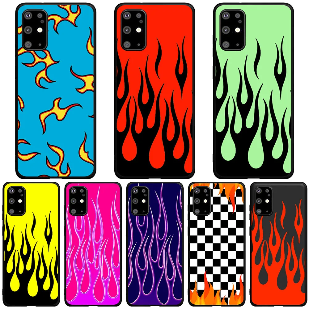 

Fashion red flame soft silicone luxury mobile phone case For Samsung Galaxy S6 S7 edge S8 S9 S10 S20 Plus Note 10 Plus Capinha