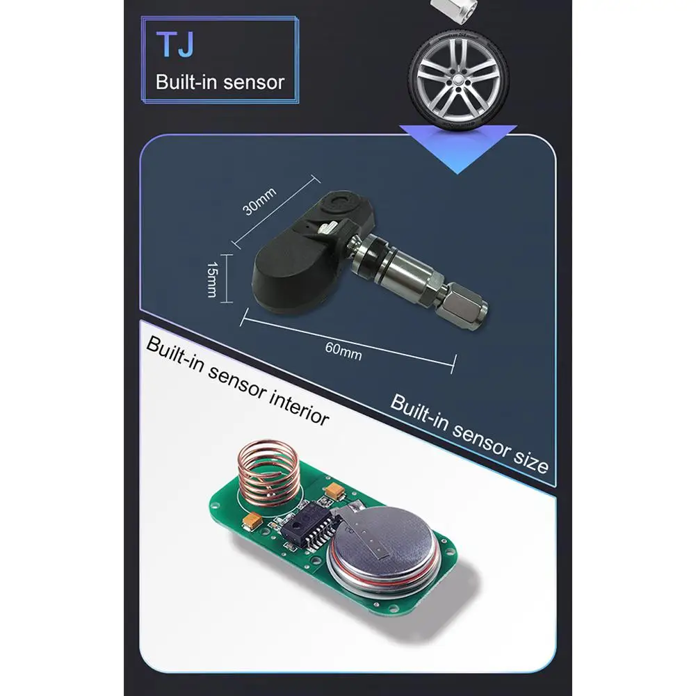 Kuulee T802 беспроводной TPMS датчик давления в шинах встроенный инструмент система мониторинга USB Солнечная энергия автомобильный монитор давления в шинах