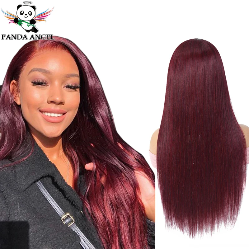 Panda 99J Ombre 13x4 человеческие волосы на кружеве парики Remy Предварительно сорванные 150% плотность бразильские красные 99J прямые парики на кружеве