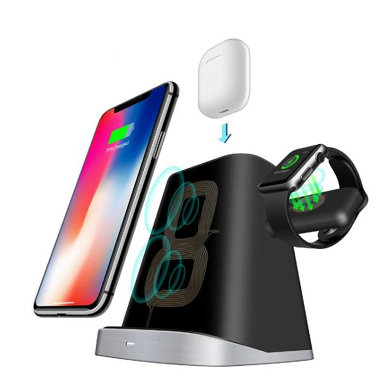 3 в 1 Автомобильное зарядное устройство для Apple Watch магнитное зарядное устройство IPhone 8 Plus X XR XS AirPods быстрое QI Беспроводное зарядное устройство для samsung S9 S8