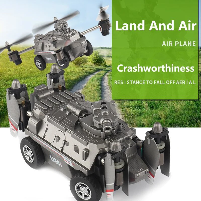 Wifi в режиме реального времени Трансмиссия Land Air RC Drone Tank 2,4G 720P HD камера 2 в 1 пульт дистанционного управления Летающий танк военная модель игрушки