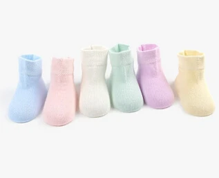 6 pairs Random Color W004 0-6 мес Новорожденные Носки осенние детские штаны для мальчиков штаны одноцветные хлопковые носки Носки для малышей ручного шитья край - Цвет: 6 pairs Random Color