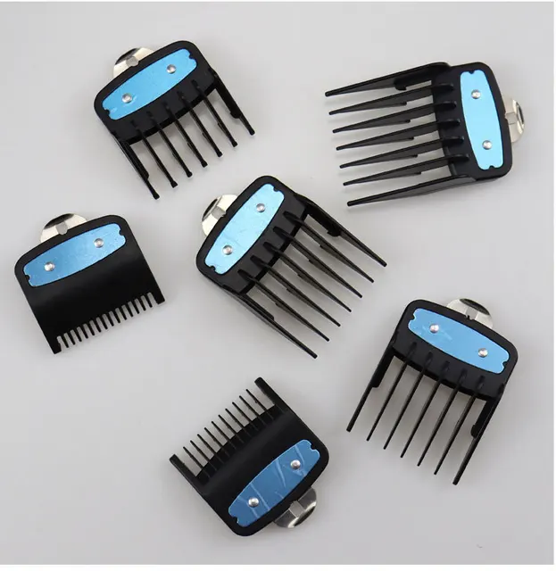 universal hair clipper cutting comb cover, barber shop trimmer protective gear accessory limit comb hairdressing tool 6pcs Black