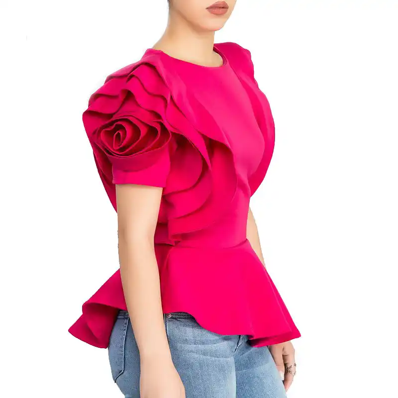 short sleeve blouse with ruffles