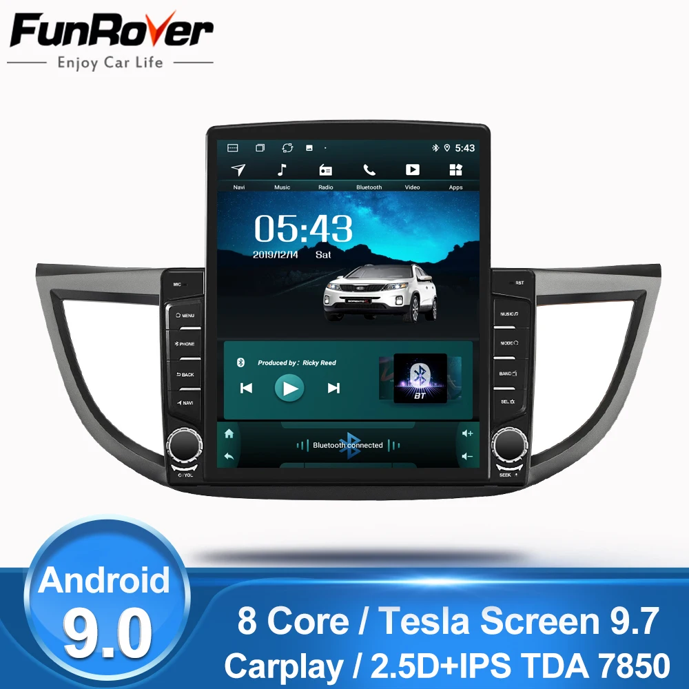 Funrover 9.7&quot Tesla screen Android 9.0 Car Multimedia Video Player radio gps navi For Honda CRV 2012 2013 2014 2015 2016 no dvd |