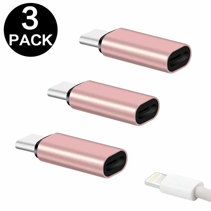 

3PCS Metal IOS Female To USB C Male Adapter for Samsung S8 S9 S10 Plus Huawei P20 P30 Pro 8 Pin To Type-c Charging Converter