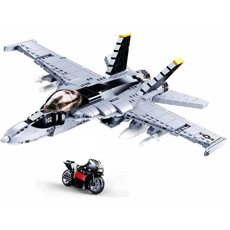 

682Pcs Military F/A-18 Fighter Block Set US Hornet Plane Model Modern War Building Brick Toys For Children