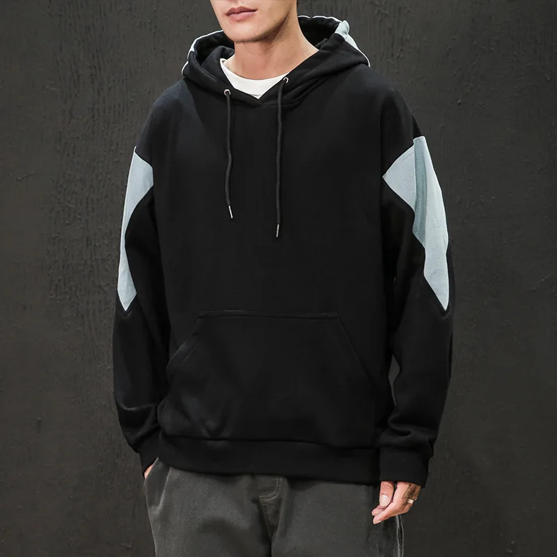 

2020 Spring Main Push Japanese-style Macheda Black Wall Large Size Contrast Color Hoodie M-5x HW19