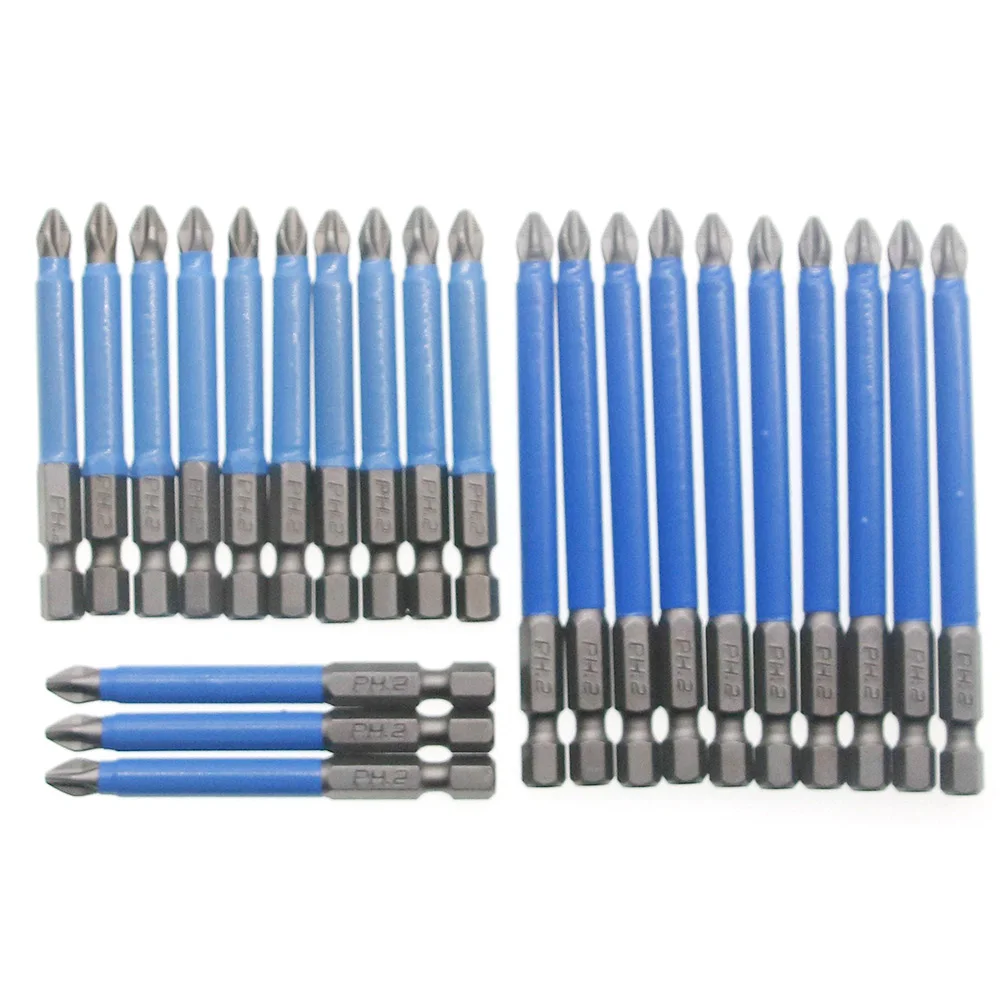 10 шт./компл. Магнитная отвертка 90/70/65 мм S2 Steel PH2 электрические отвертки 6 35 (1/4 дюйма)