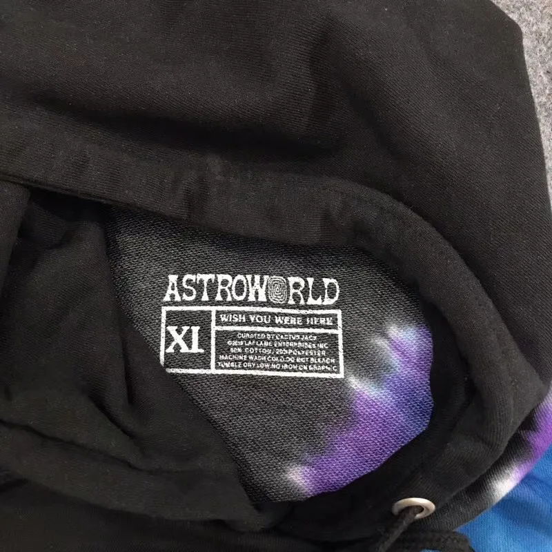 Travis Scott Europe tour Tie Dye Astroworld толстовка с капюшоном для женщин и мужчин высокое