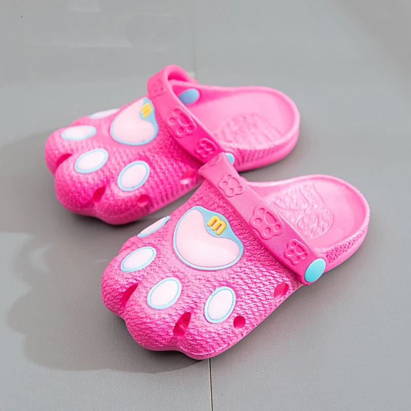 Сандалии; садовая обувь для девочек; детская обувь; тапочки для маленьких мальчиков; Милые Пляжные сандалии с рисунком лапы; тапочки; повседневная обувь - Цвет: hot pink