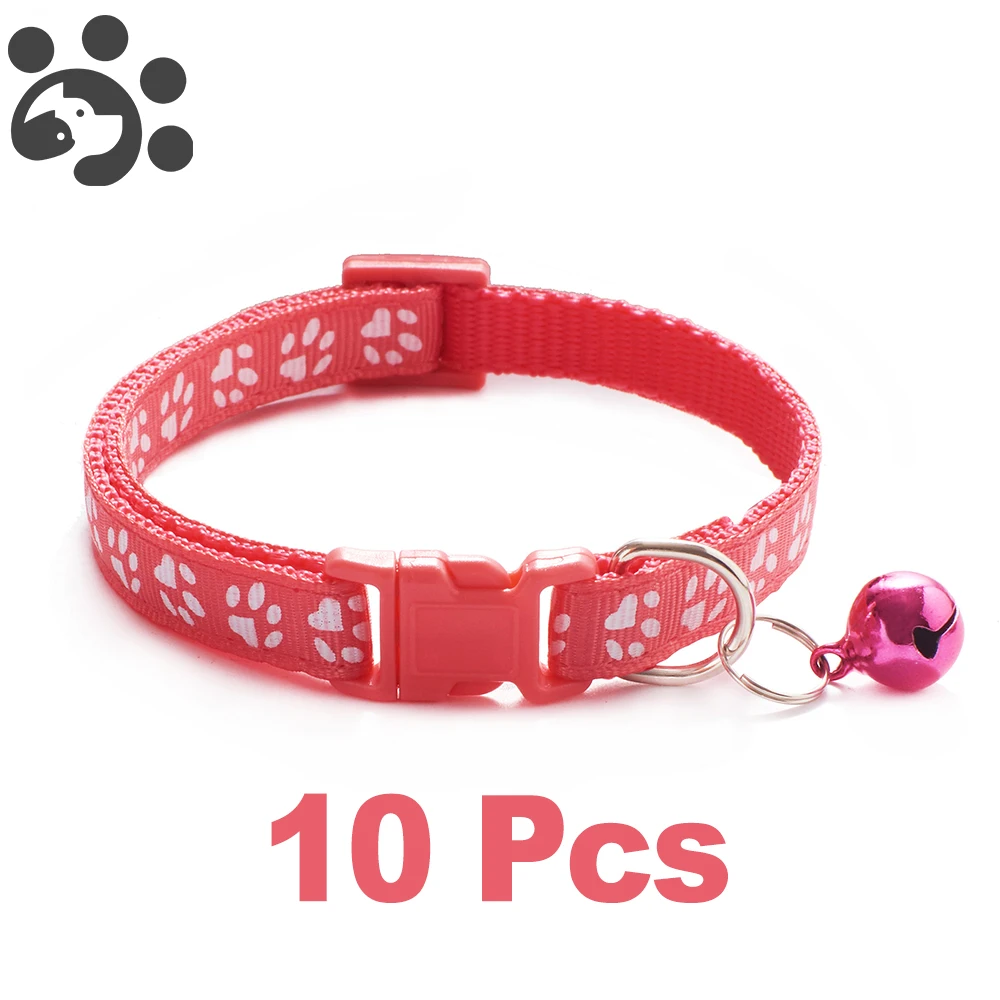 10Pcs Wholesale With Bell Collars Delicate Safety Casual Nylon Dog Collar Neck Strap Fashion Adjustable Bell Pet Cat Dog Collar 