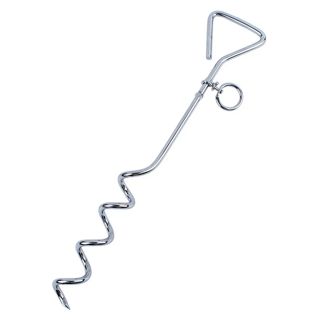 new Pet Pile Dog Hitch 16inch Metal Spiral Anchor Tie-out With Ring Cork Screw Pet Supplies Dog Pets Traction Rope Fixed Pile