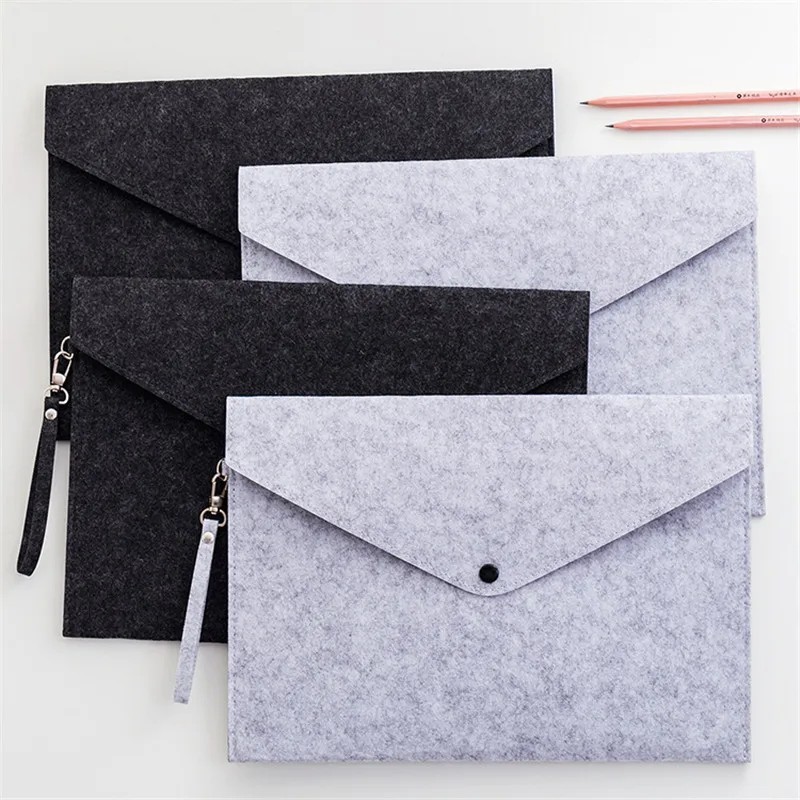 

New 1PC Simple A4 Big Capacity Document Bag Business Briefcase File Folders Chemical Felt Filing Products School Office Supply