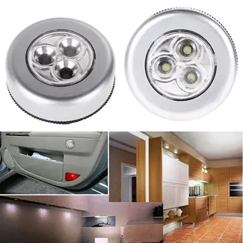 

3 LED Stick Touch Light Lamp for Car Home Wall Cabinet Wardrobe Camping Battery Powered Night Light Push Tap Home Stick On Lamp
