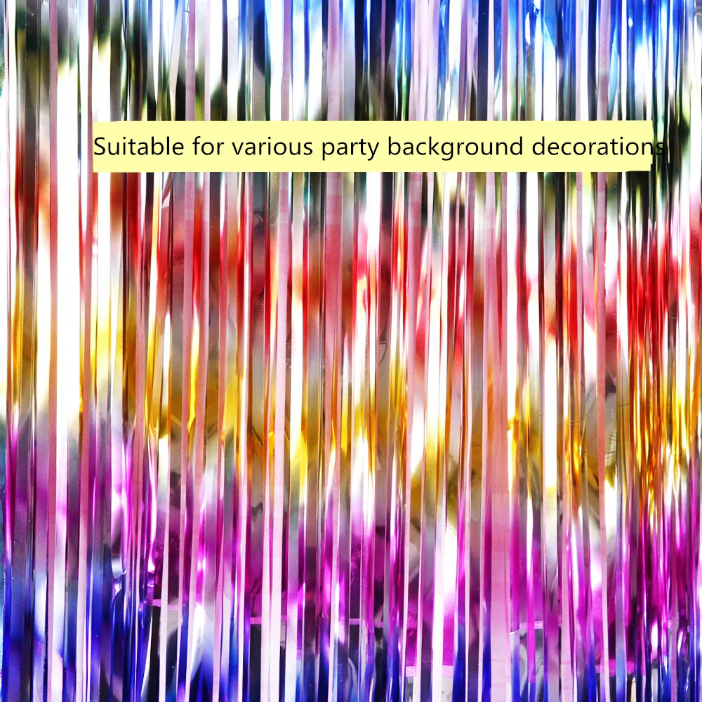 2M Birthday Party Decorated Colored Foil Curtain Wedding Holiday Background Wall Decoration Glitter Tinsel Bangs Leaf Curtain