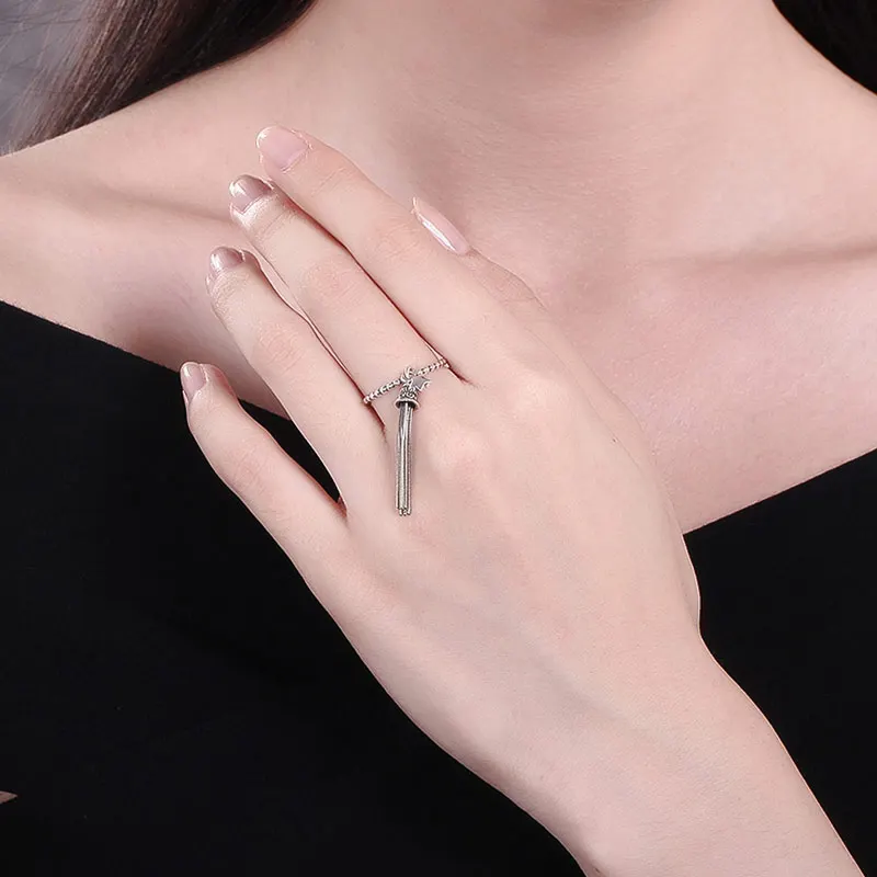 Женские кольца-колокольчики с кисточками, Звездные 925 пробы, серебряное кольцо с подвеской, кольцо на палец для женщин, богемное ювелирное изделие KLTR095