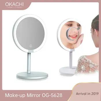 

Desktop LED Vanity Makeup Mirror 6.7 Inch 3X Magnifying Three Adjustable 135 Rotation Beauty Mirrors Touch Screen USB Charging